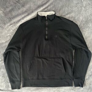 Champion Men's Black Quarter-Zip Fleece Sweatshirt (Medium)